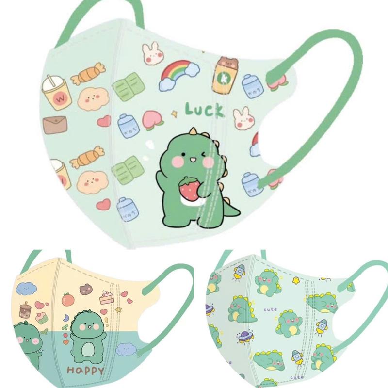 3 Size Từ 5-25Kg [Combo 50 Cái] Khẩu Trang Hoạ Tiết In Hình Khủng Long Chibi 3 Size Cho Bé (Từ 5-25Kg) Vải Lụa Mềm Mịn