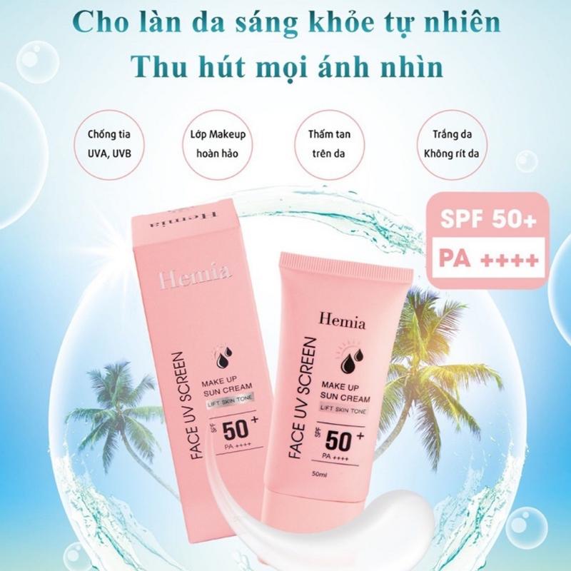 Kem chống nắng HEMIA 50ml dưỡng trắng nâng tone SPF50+ tự nhiên Hàn Quốc 4