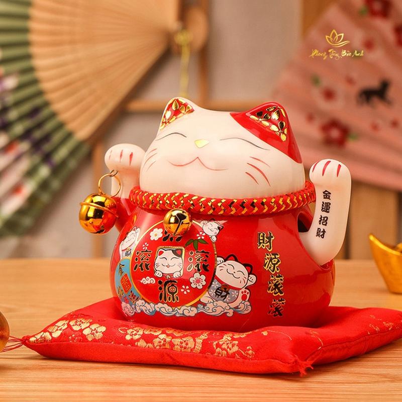 Mèo Vẫy Bằng Pin - Mèo Thần Tài Maneki Neko Kêu Gọi Khách Hũ Tiết Kiệm Trang Trí Nhà Cửa Quà Tặng Khai Trương Decor Decor Phòng 0