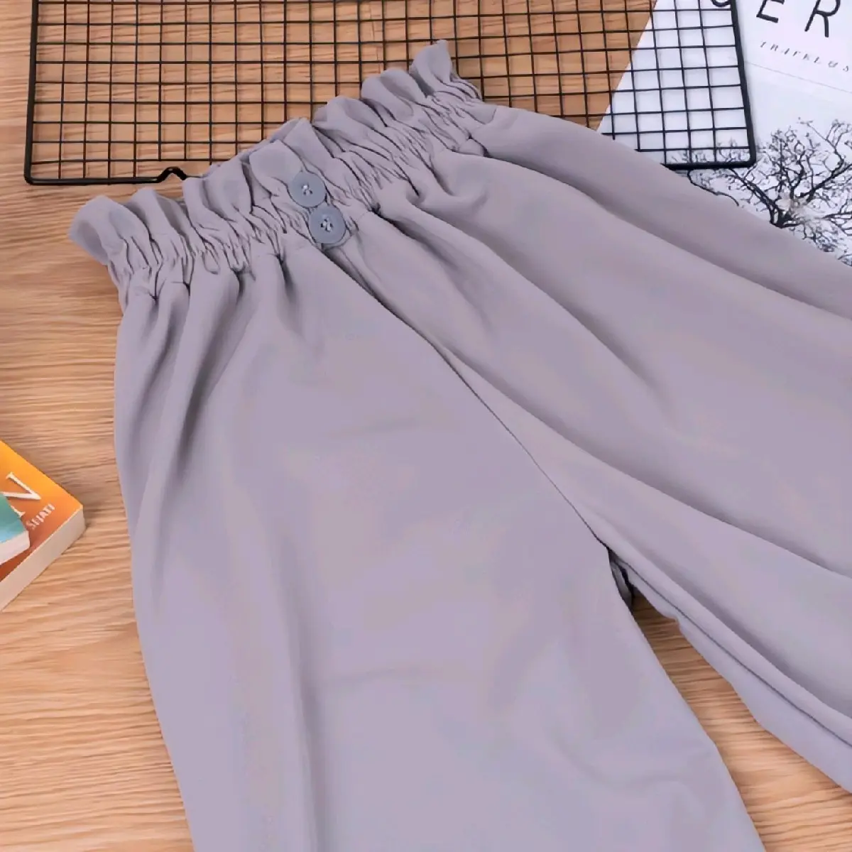 Celana Kulot Wanita Wafle Crep Jumbo L - XL Melar Nyaman Crepe Karet Panjang