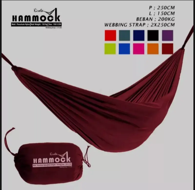 Hammock Single Size 250x150 cm Full Bartex - Ayunan Gantung Dewasa Besar COD - Hamock Tebal Murah - Kasur Tempat Tidur Gantung Camping Outdoor - hamok - hemok - hanmock - Hamuk 0
