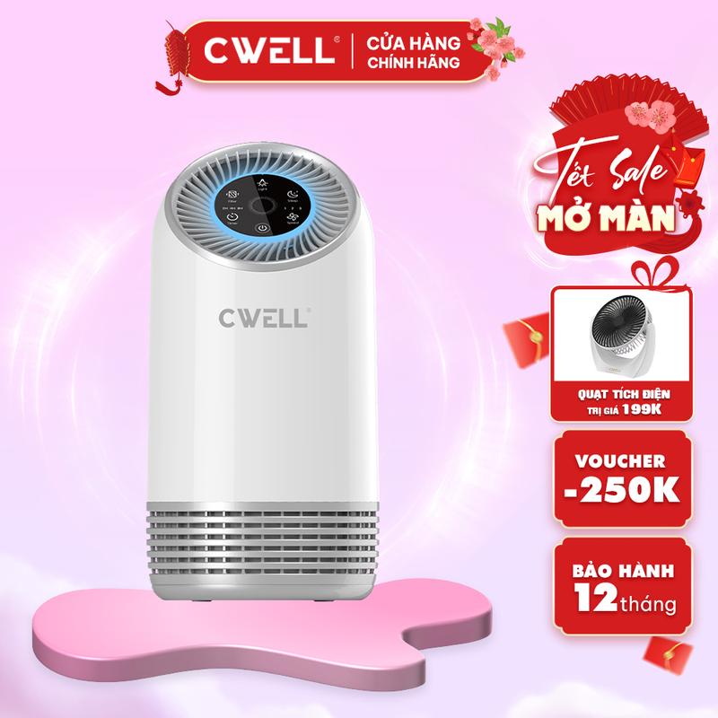 Máy lọc không khí CWELL Air Purifier AP01, bộ lọc HEPA H12 3 lớp loại bỏ 99,9% bụi mịn, 3 cấp độ gió êm ái, hẹn giờ tuỳ chỉnh phòng 25m2 - BH 12 tháng - KIỂM TRA QUÀ TRƯỚC KHI THANH TOÁN Làm Sạch