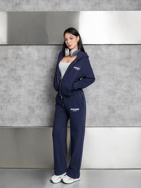 Set Bộ Dài Ecochic Elysian Set Unisex Áo Hoodie Khóa Kéo Quần Dài Cạp Cao Dây Rút Cao Cấp Công Nghệ Mới Chính Hãng B127