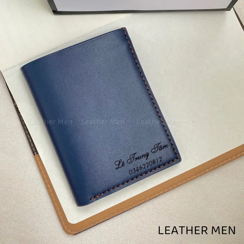 [DA THẬT HANMADE] Ví nam da bò chân kim nguyên tấm khắc tên theo yêu cầu, chất da mướt mịn khắc tên siêu nét, hỗ trợ gói quà, quà tặng cao cấp cho nam giới. 3