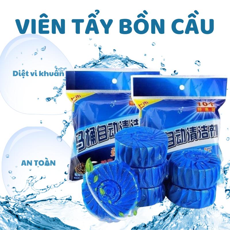 COMBO 10 BỊCH - 100 Viên thả bồn cầu tẩy sạch mảng bám khử mùi Hàn Quốc, viên tẩy bồn cầu gói 10 viên chính hãng Làm Sạch