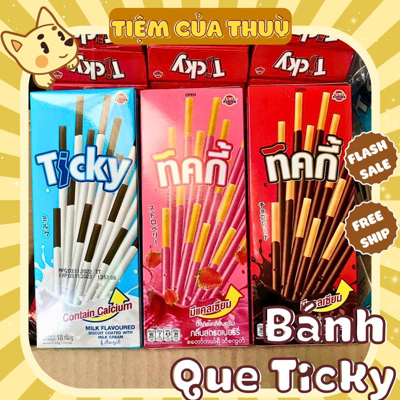 Bánh Que Ticky Socola Sữa Thái Lan (hộp 20G/ 6que), Bánh Que Thái Lan Đủ Vị, Tiệm ăn vặt Thuỳ Bùi