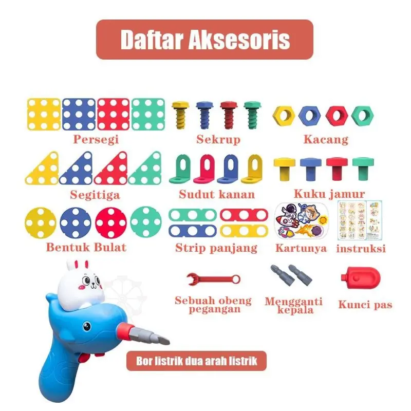 351pcs Block City Kotak Peralatan Sekrup Simulasi/ 3D DIY Brick Baut Koper Sekrup Pakit Bongkar Electric Drill Mainan/Pembongkaran Manual Bor Listrik DIY/Bor Obeng Listrik Mur Sekrup Merakit Membongkar/sekrup Perbaikan/Kotak Puzzle Sekup/Mainkan Mainan Ko 1