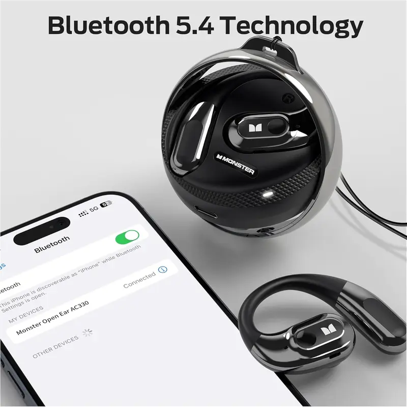 [COD] Tai Nghe Nhét Tai Mở Quái Vật, AC330, Tai Nghe Không Dây, Bluetooth 5.4, Đàm Thoại Rõ Ràng, Hộp Xoay Sành Điệu Có Dây Đeo Buộc, Sạc Type-C, Vừa Vặn Thoải Mái, Phát Lại 24H, Chống Nước IPX5 6