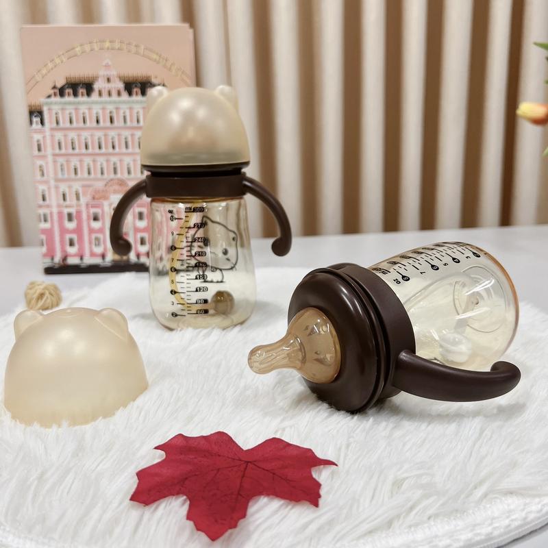 Bình sữa hình mèo PPSU cổ rộng chống sặc dung tích 240 300ml kèm tay cầm van chống sặc