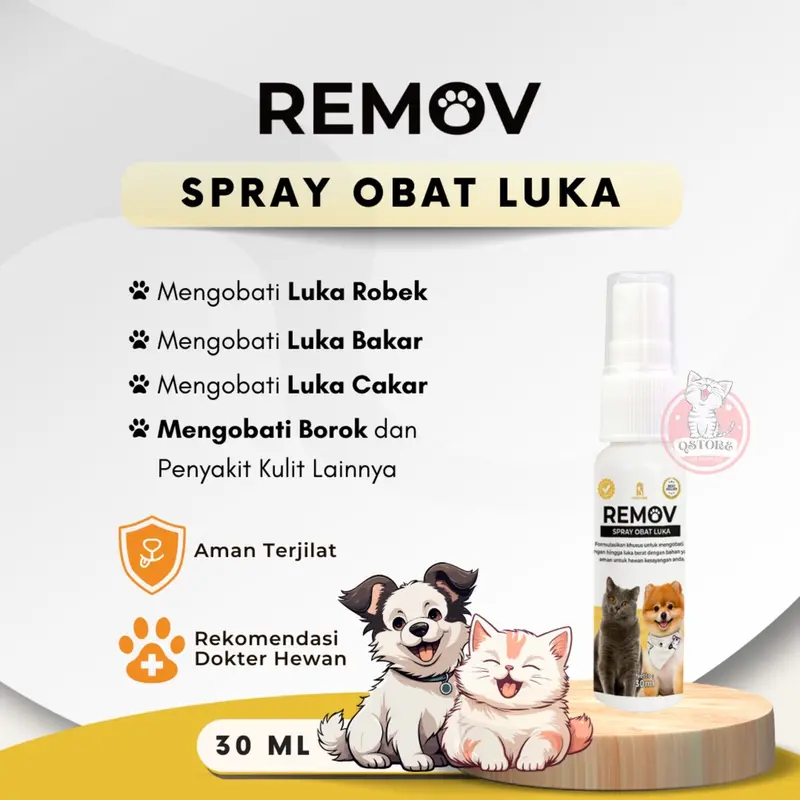 Remov Spray Obat Luka Kucing dan Anjing 30 ml Ampuh Mempercepat Penyembuhan Luka Bakar Cakar Robek 0
