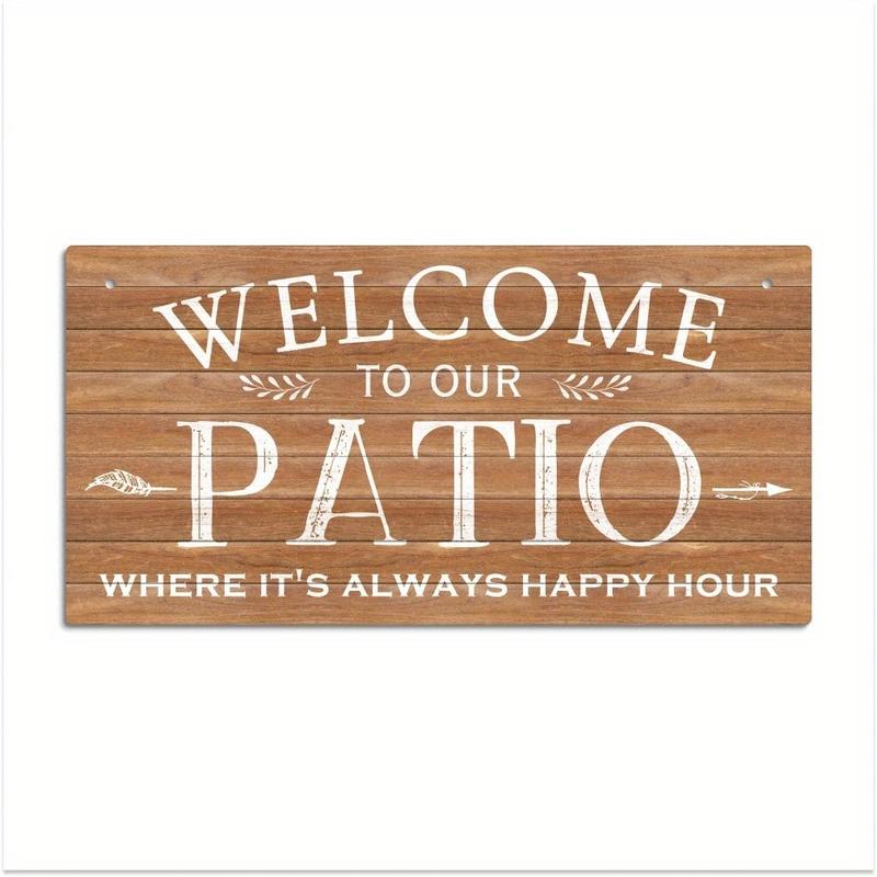 Product Introduction of A wooden sign, welcome to our patio, it's always happy time here, wooden hanging sign wall art decoration for home farmhouse front door porch patio, gift Colorful Kit 31