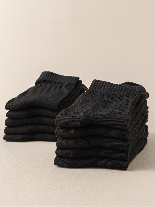 Women's 10 Pairs Solid Crew Socks, Business Casual Comfy Mid-calf Socks for Daily Wear, Women Socks for All Seasons 8