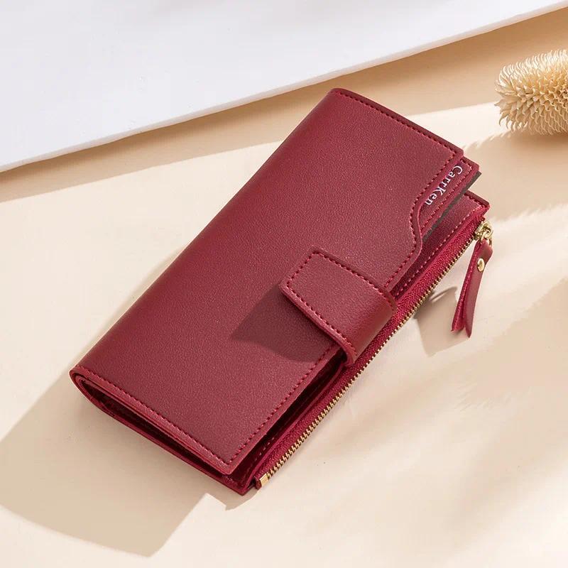 Product Introduction of Women's Wallet 2024 New Korean Edition Multi functional Large Capacity Three fold Wallet Zipper Buckle PU Handbag baguette  bag 0