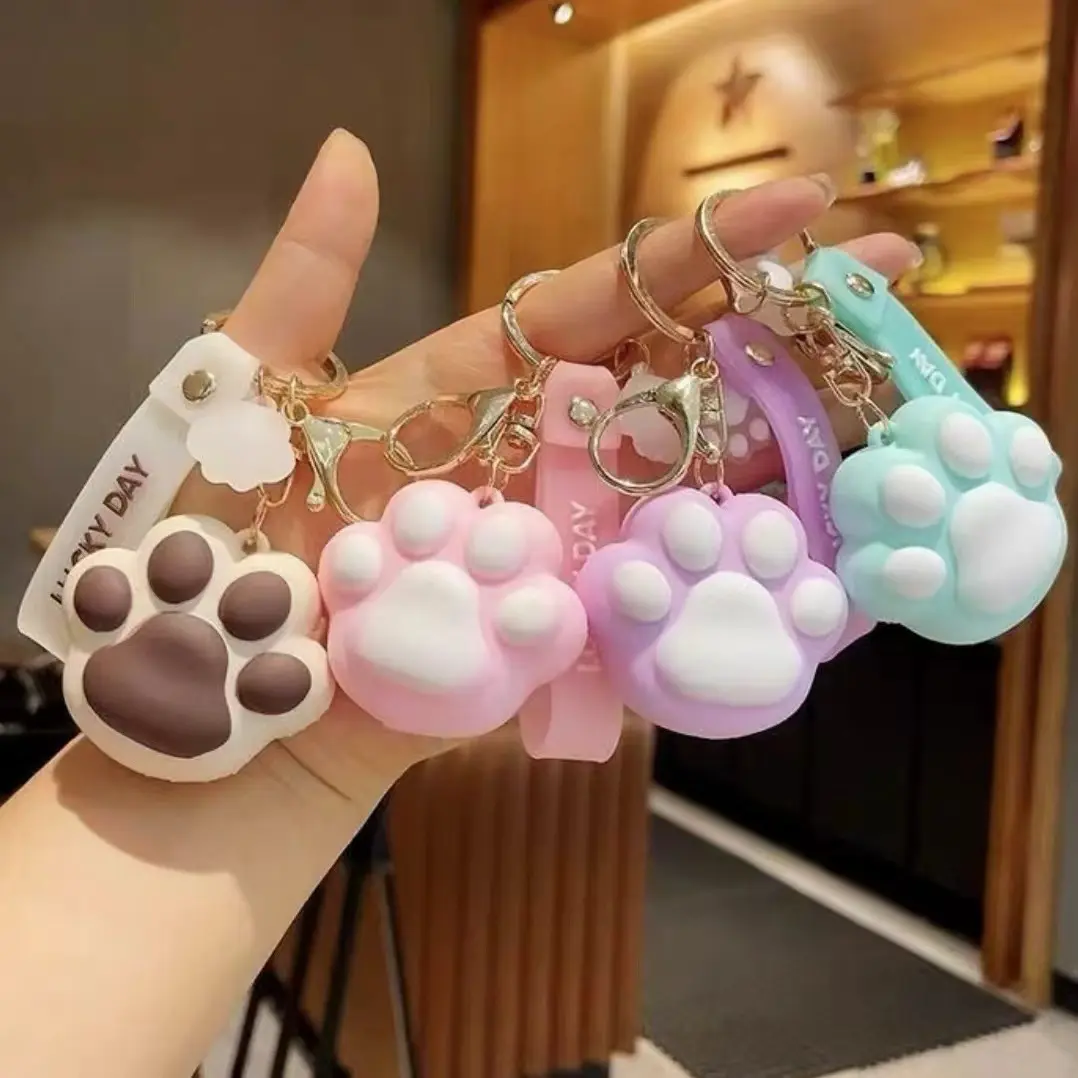 Mặt Dây Chuyền Móc Chìa Khóa Hình Chân Mèo Hoạt Hình, Dễ Thương Và Sáng Tạo, Thích Hợp Làm Túi Xách, Charm Túi, Món Quà Nhỏ Dây Chuyền Chìa Khóa Women Nữ