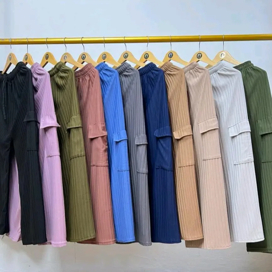 Celana Kulot Cargo Saku Samping Knit Hornet||Kulot Cargo Knit Kantong Samping Premium Karet Melar