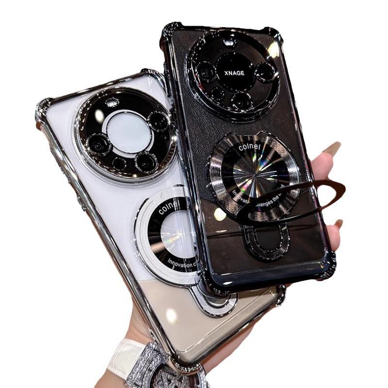 Ốp Điện Thoại Bốn Góc, Mạ Điện, Thích Hợp Cho Huawei Mate60pro, Chống Rơi, Có Túi Khí Và Giá Đỡ Từ Tính, Ốp Bảo Vệ P70pro 3