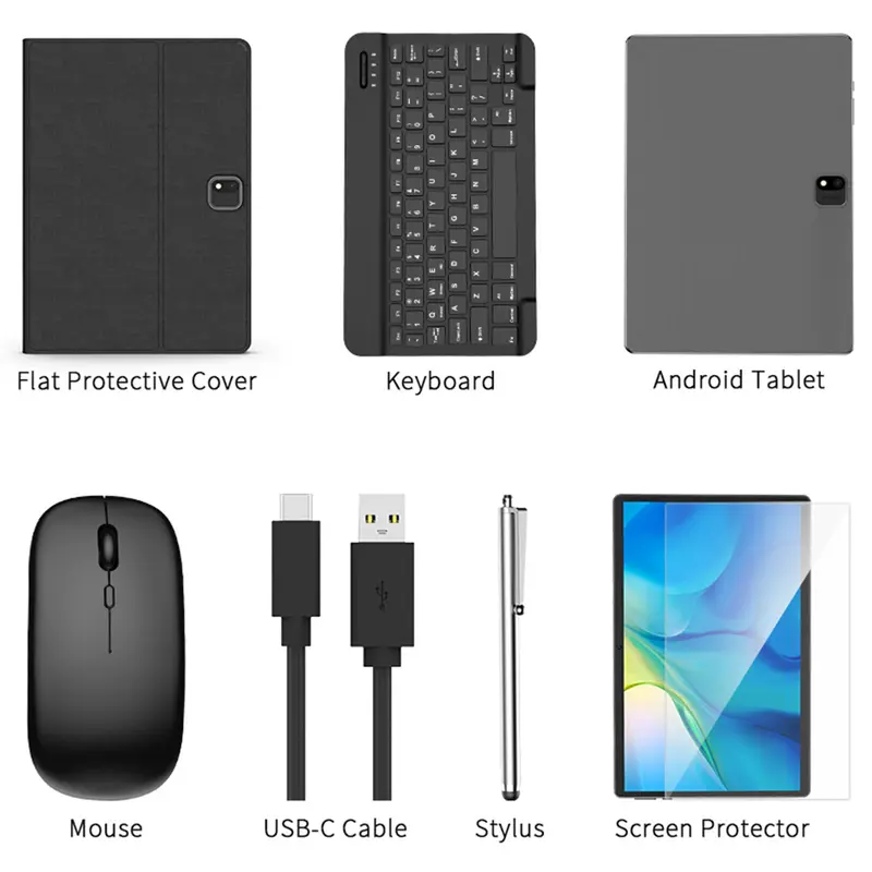 YOBANSE 10.1 Inch Android 13 Tablet, 12GB RAM 128GB ROM Tablet with Keyboard, 5G WiFi Tablet with Case, Mouse, Stylus 5