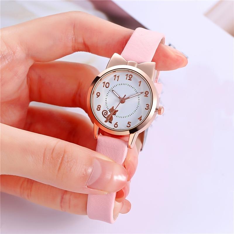Bộ Vòng Tay Đồng Hồ Học Sinh, Thời Trang Dễ Thương Hàn Quốc, Thiết Kế Hình Mèo Hoạt Hình Vỏ Sò 5