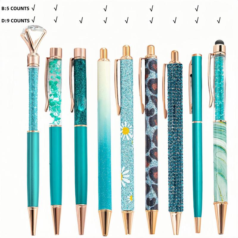 Glitter Ballpoint Pen Set, 1 Set Artificial Diamond Pen, Creative Metal Pen for Students, Wedding Desk Supplies Gift, Easter Gifts 6