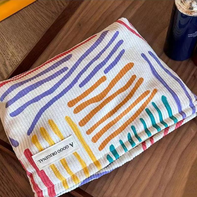 Product Introduction of Korduroi cosmetic bag with colorful stripes, portable travel toiletry bag, skin care, various items, aesthetic makeup storage bag 17
