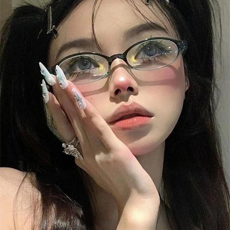 Product Introduction of Retro Small Frame Hot Girl Oval Glasses Frame New Retro Blue Glasses Light Oval Anti T8O0 33