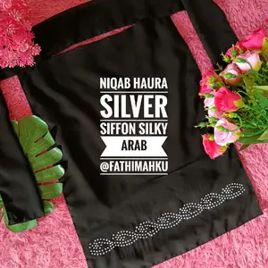 Niqab Haura Manik Silver Siffon silky Arab/Cadar Temboro