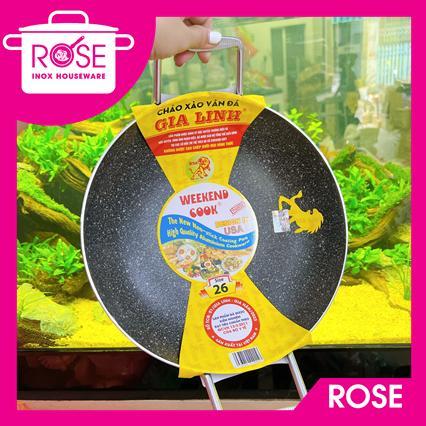 Chảo VÂN ĐÁ chống dính GIA LINH quai vuông , Chảo chống dính lòng sâu 2 quai công nghệ Hàn Quốc SIZE LỚN