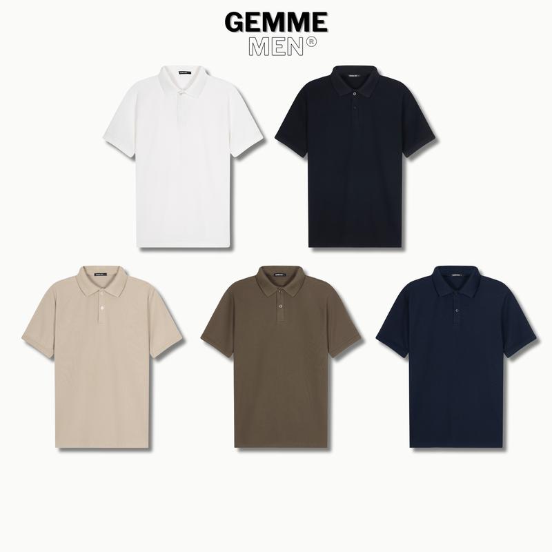  Áo thun polo trơn big size sợi cotton cafe GEMME MEN mềm mịn sợi vải nhẹ mát khử mùi chuẩn form sang trọng Big Size 55kg-150kg 