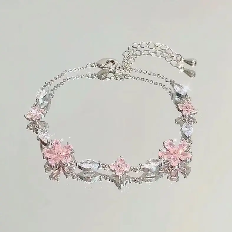 Vòng Tay Nơ Hoa Anh Đào, Zircon Hồng, Dành Cho Nữ, Độc Đáo Ins, Giá Cả Phải Chăng, Sang Trọng Và Thanh Lịch, Cao Cấp, Cảm Giác Lạnh Lùng Thích Hợp Làm Quà Tặng Bạn Gái, Thời Trang 2