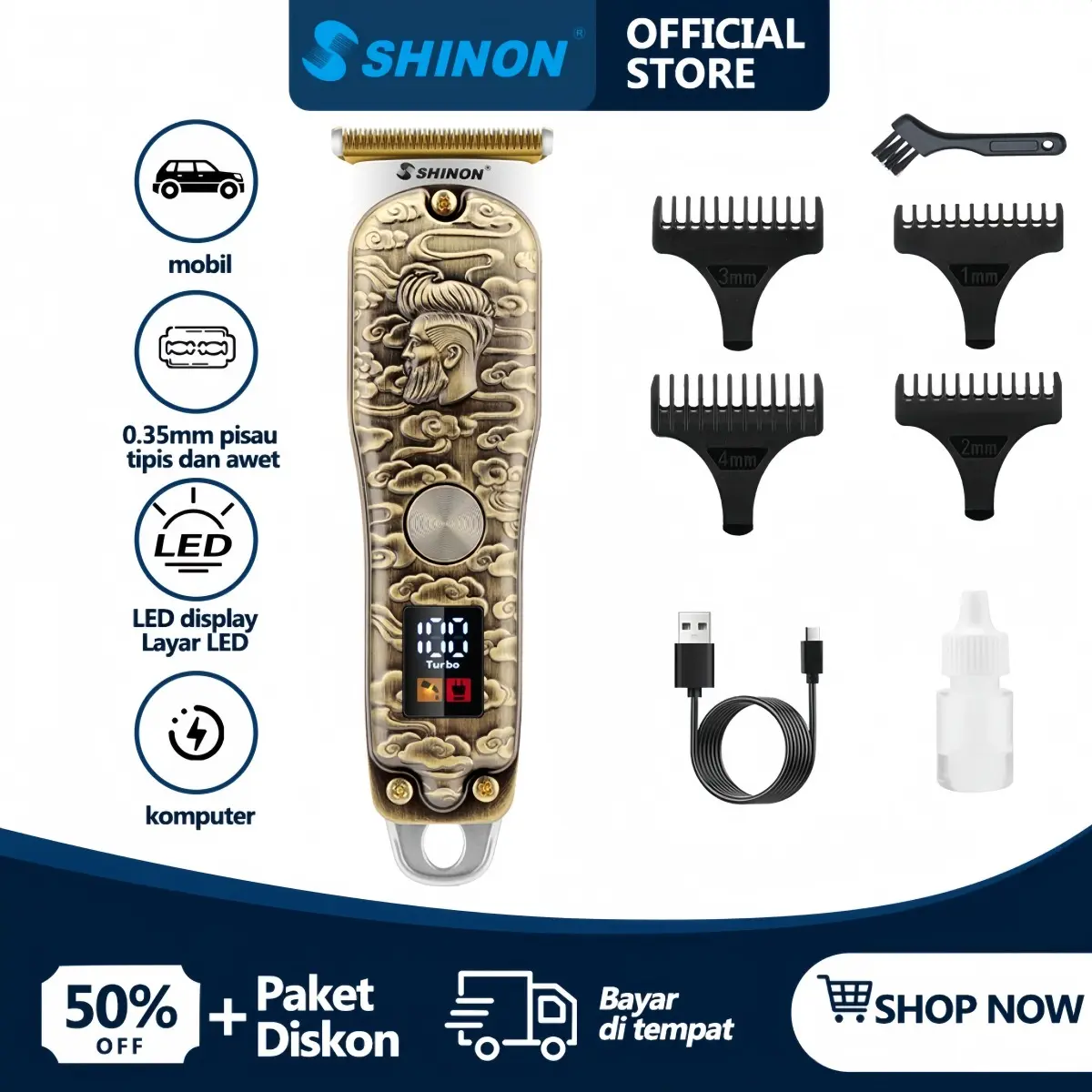 SHINON Alat Potong Rambut Hair Clipper Cliper Rambut Cordless Professional pemotong rambut Original Trimmer Trimmer Shinon Trimmer Rambut Cukur Sisir Mesin Gunting clipper  manual mesin potong rambut original clippers  hair