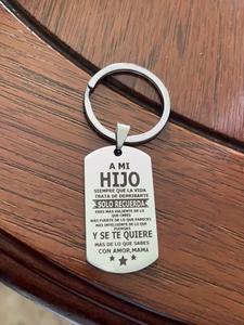 Llavero de metal con patrón de letras y eslogan de moda para hombres y mujeres, llavero de acero inoxidable para uso diario, llavero moderno y versátil, ideal para regalo de cumpleaños