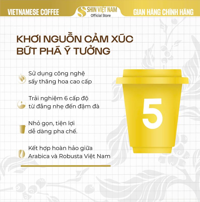 COMBO 24 VIÊN Cafe hòa tan nguyên chất MIX 6 Cấp Độ cà  phê - Shin Coffee 3