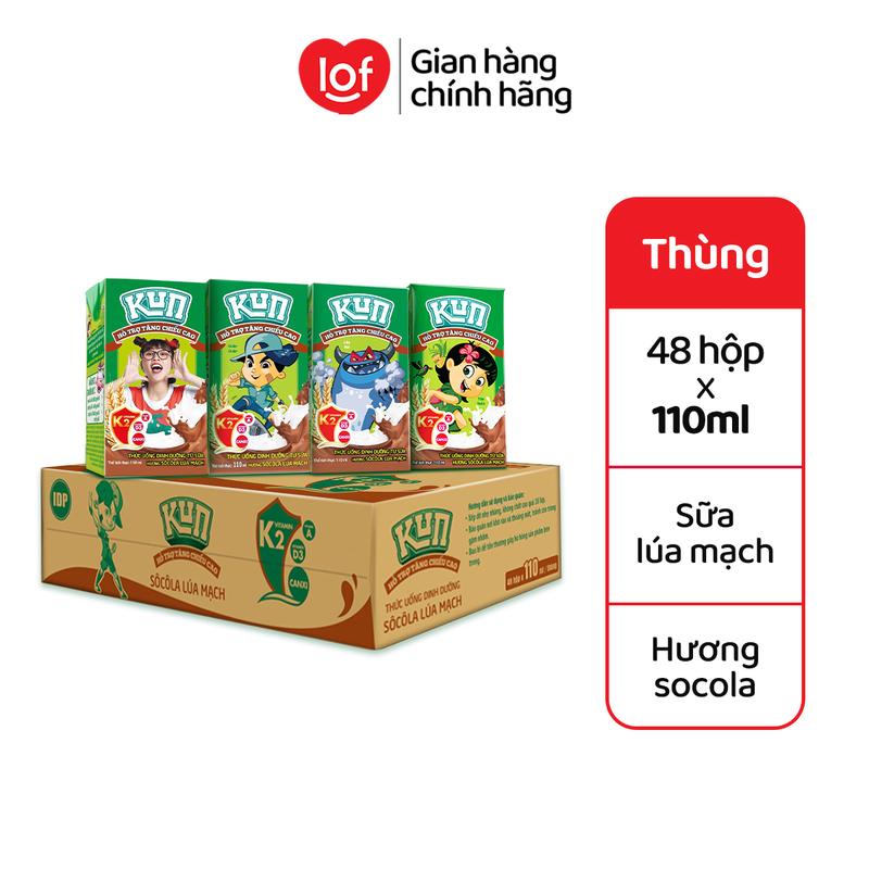 Kun Sữa socola lúa mạch thùng 48 hộp x 110ml-LS