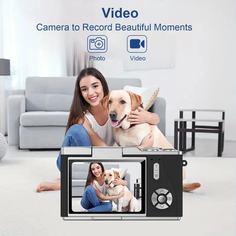 Hd Digital Camera, 180° Flip Screen Camera with Built-in Flash, Portable Camera for Photography & Vlogging, Ideal for Beginners, Live Streaming & Travel, Student Camera 7