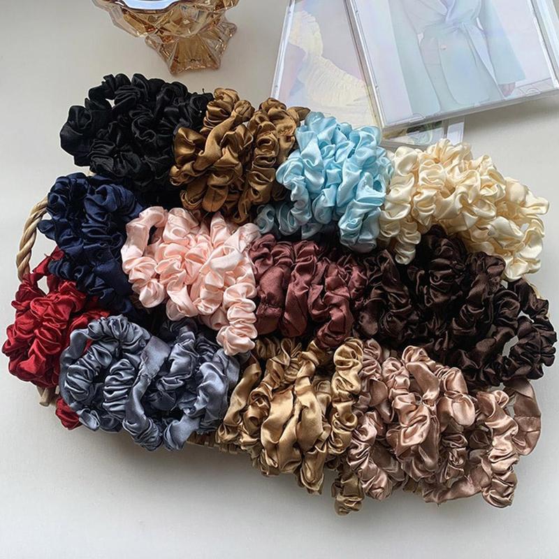 Product Introduction of Lotus Root Pink Dingbu Large Intestine Ring Hair Ring Color Solid Headwear Cloth Set Headstring O0J2 29