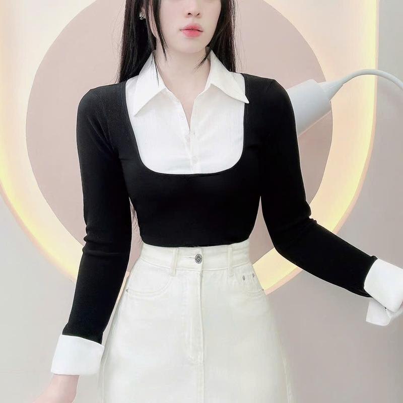 Product Introduction of Áo sơ mi nữ thiết kế phối thun hottrend thu đông kiểu dáng trẻ trung sang trọng sơ mi đi tiệc đi làm đi chơi LAMO- B1375 16