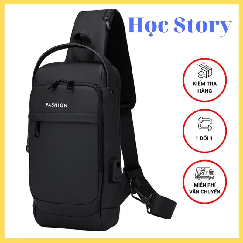 Túi đeo chéo FASHION 2023 chống nước,tích hợp cổng sạc USB ,khóa 3 số trống trộm Da PU Canvas Bag Túi Bao Tử