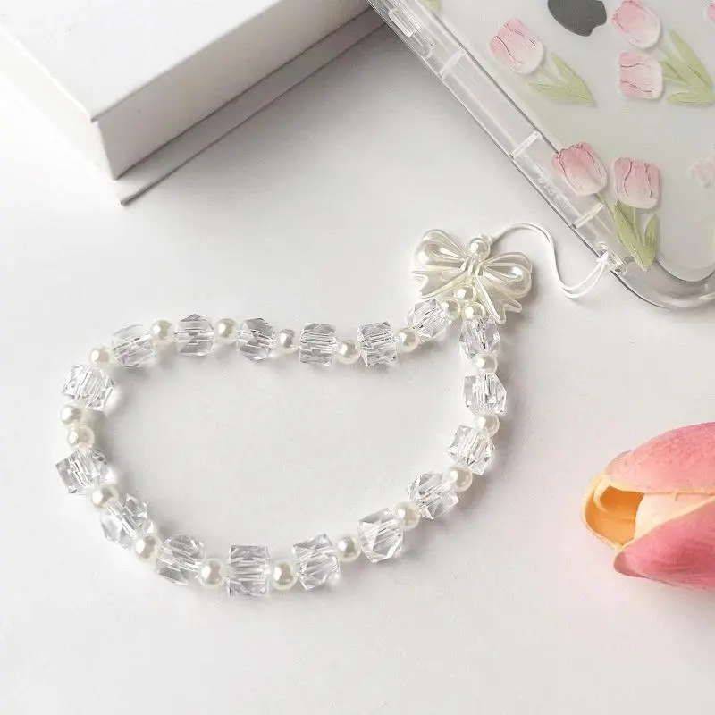 Gantungan Hp Aesthetic Korea Fashion Transparan Love Heart Bow Bracelet Aksesoris Tali Ponsel Universal Kartun Gelang Beruang Lucu Rantai Gantungan Hp Manik Manik Gantungan Kunci Lanyard- FEE