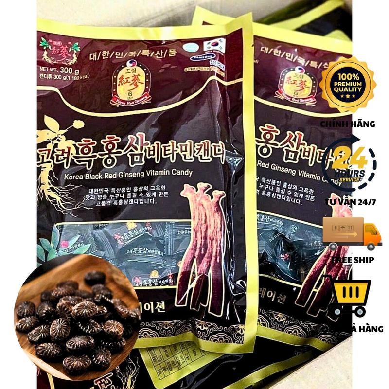 [COMBO 2 GÓI] Kẹo Hắc Sâm Vitamin Hàn Quốc 300G - Kẹo Sâm Hàn Quốc, Kẹo Ngậm Thơm Miệng - Ăn Vặt, Snack