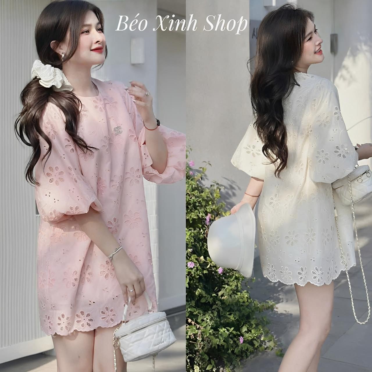 Váy Thời Trang Nữ Vải Cotton Thêu Hoa Cao Cấp Thanh lịch Bigsize Từ 40 - 95Kg Top Women - A.1506