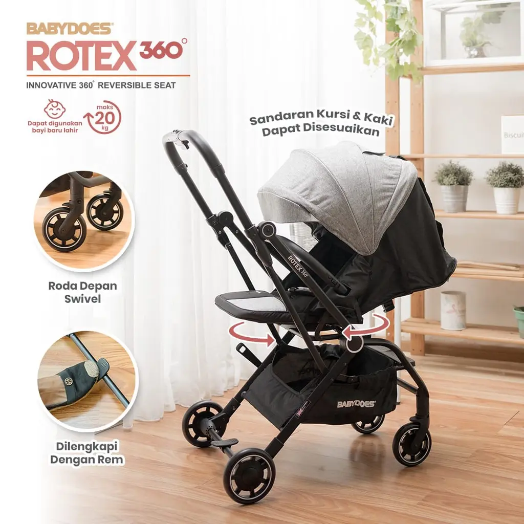 BABYDOES STROLLER CH 419 ROTEX 360 INNOVATIVE REVERSIBLE SEAT