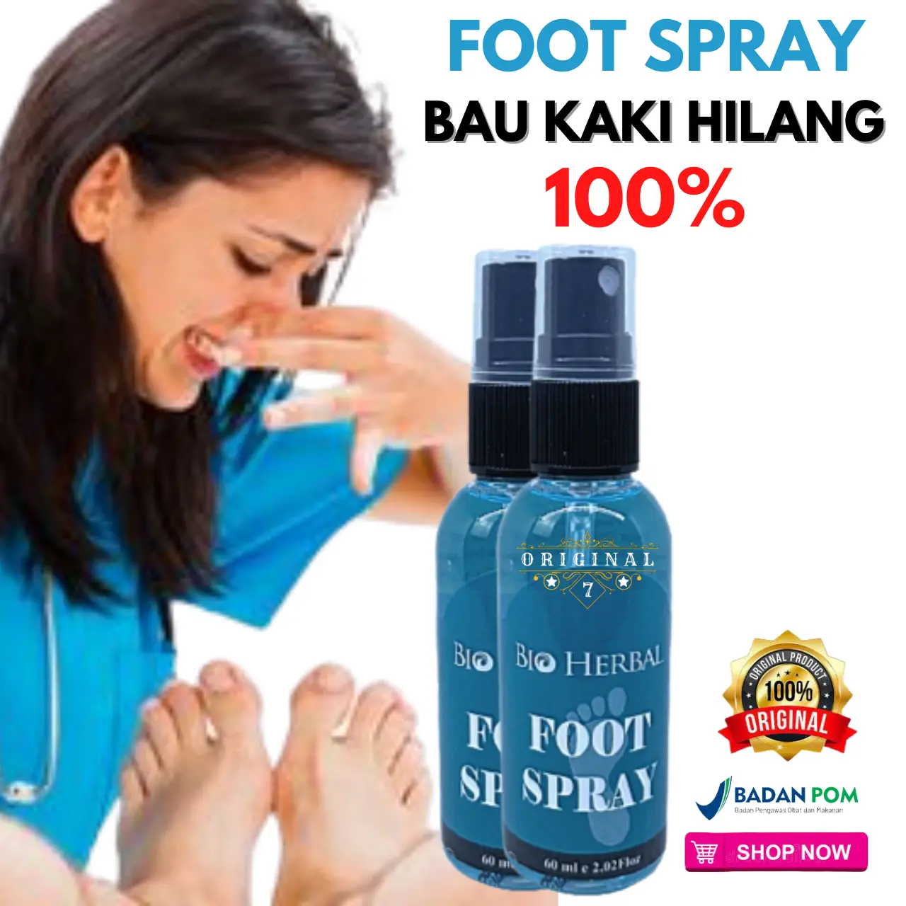 BIO HERBAL FOOT SPRAY PENGHILANG BAU KAKI - PENCEGAH BAU SIKIL