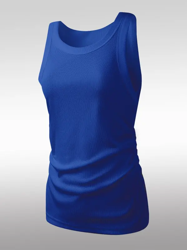Women's Solid Ribbed Sports Tank Top, Casual Breathable Quick Drying Sleeveless Sports Top for Summer, Ladies Sportswear for Indoor Outdoor Wear 6