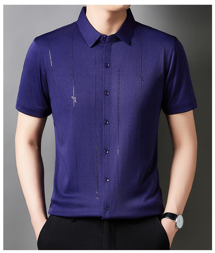 Product Introduction of Men's Casual Polo Shirt Short Sleeve Breathable Easy Versatile Striped Design 9
