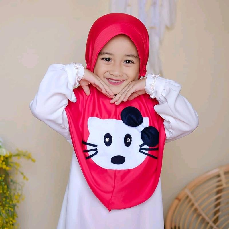 Jilbab Anak Perempuan Kerudung Anak Perempuan PAUD Jilbab Anak TK Terbaru Motif Hello Kitty Muslim Nyaman - Instan 4