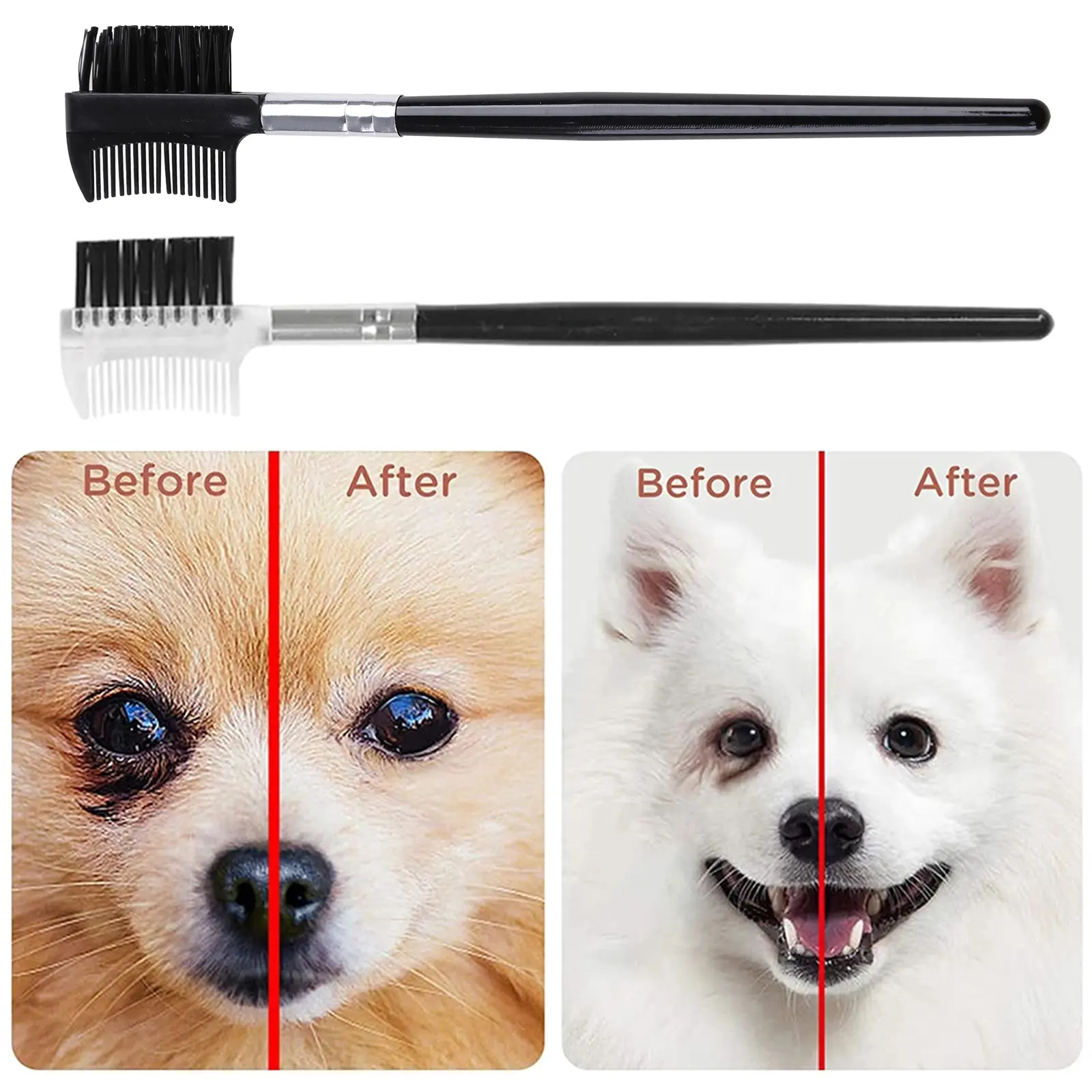 KRXWJ Tear Stain Remover Comb Pet Eye Comb Double-Sided Dog Eye Brush Grooming Combs