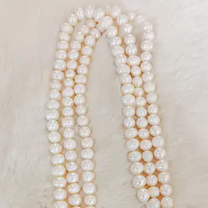 String Mutiara air tawar putih ukuran 9-10 Perhiasan