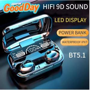Fon Telinga Bluetooth, TWS 5.3, Fon Telinga Wayarles, dengan Paparan LED dan Kawalan Sentuhan, Alat Dengar, Dalam Telinga, Bunyi HIFI Bes 9D, Hadiah Percuma, M10, Fon Telinga