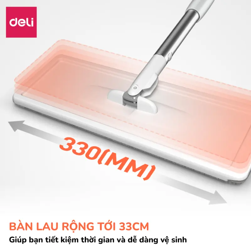 Cây lau nhà tự vắt có thùng 2 ngăn Deli, bộ chổi lau nhà 360 độ kèm bông lau microfiber siêu sạch, lau sàn nhà, sàn gỗ, kính và nhiều bề mặt khác Làm Sạch 7