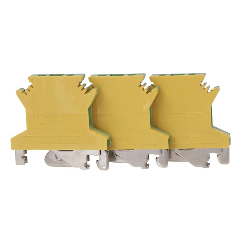 Product Introduction of USLKG2.5 Screw Ground DIN Rail Terminal Block Earth Connector Protective Modular UK 2.5mm Wire Electrical Connector USLKG-2.5N 25